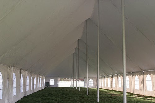 40x140 Pole Tent Inside