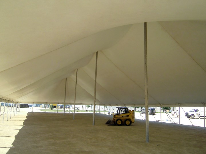 60x150 Pole Tent Inside