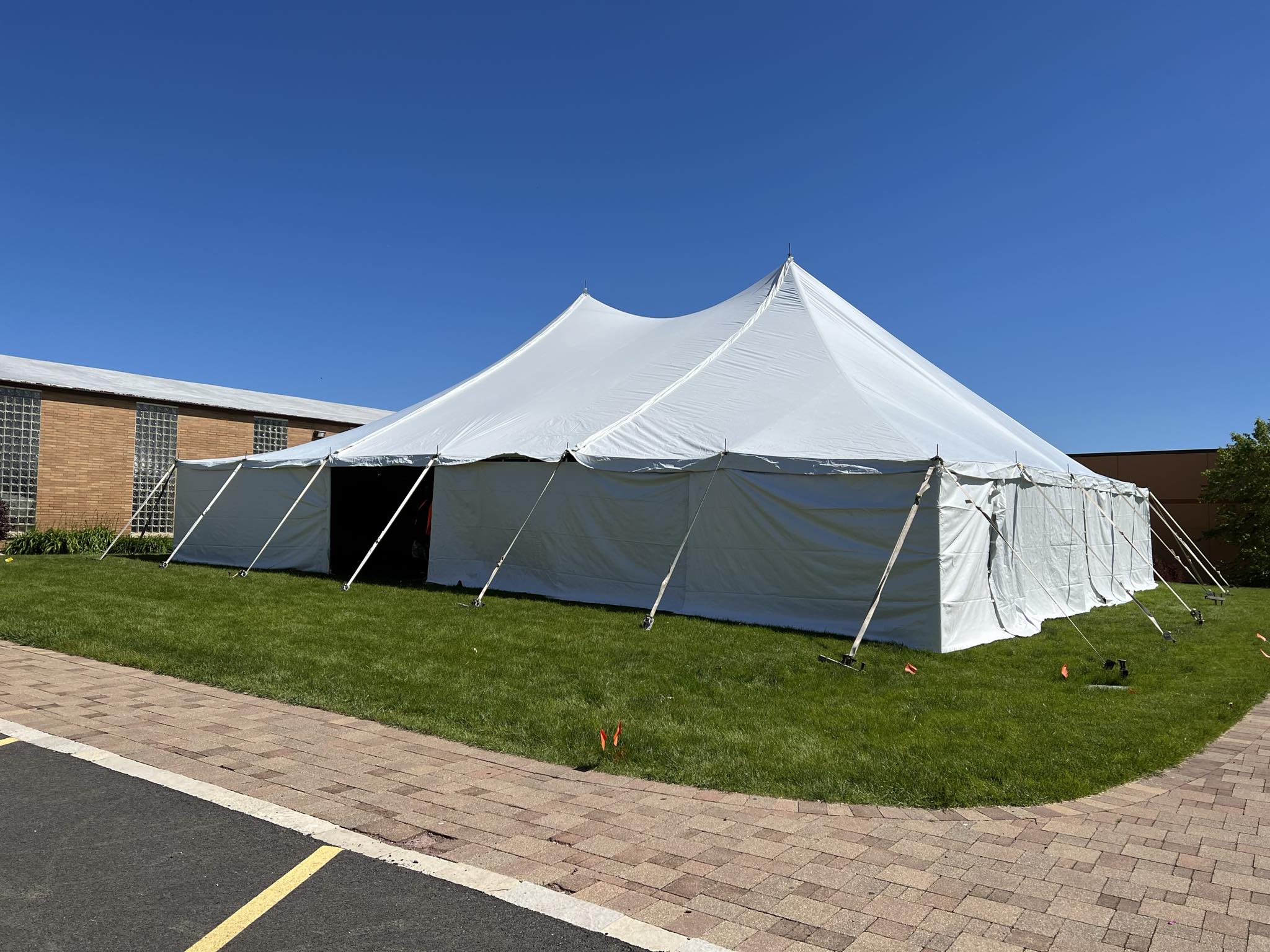 50x60 Pole Tent with Solid White Walls