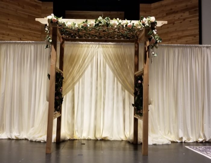 Ivory P&D Backdrop with Sheer Ivory Doorway